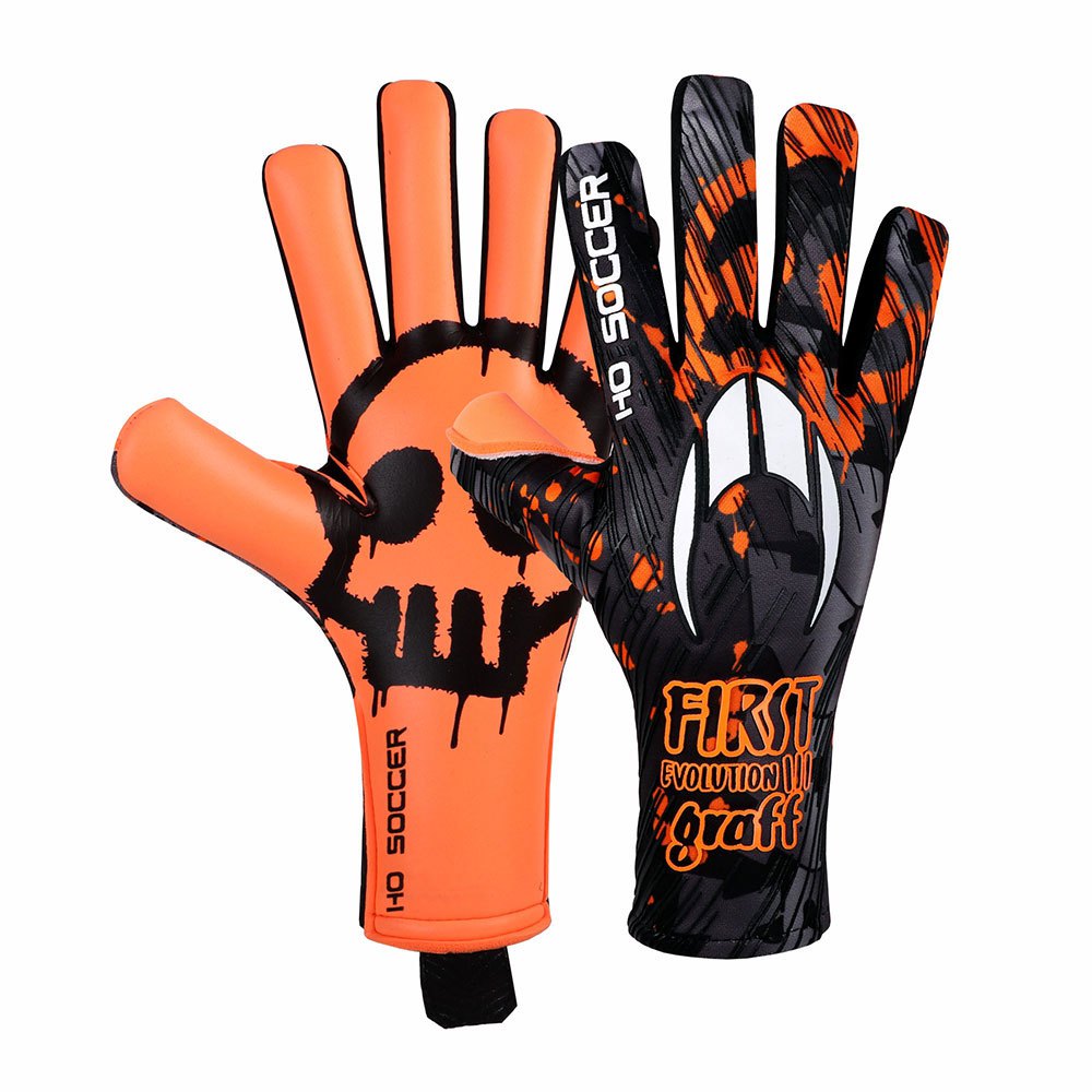 ho soccer first evolution iii graffiti creepy goalkeeper gloves orange 8