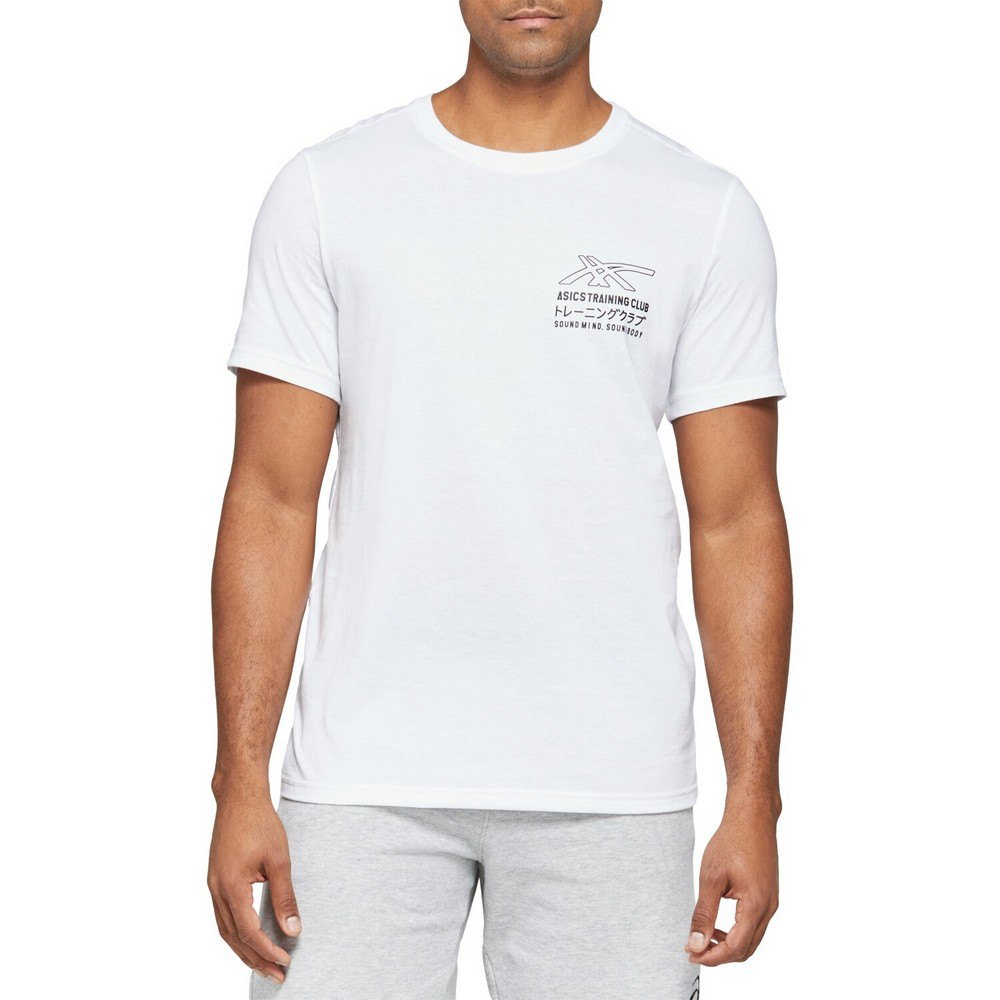 asics sound mind sound body graphic iii short sleeve t-shirt blanc s homme