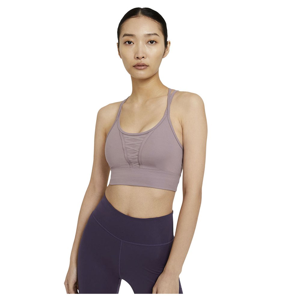nike dri-fit lux cropped lacing sleeveless t-shirt violet l femme