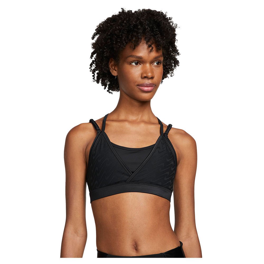 nike dri fit indy icon clash light support padded strappy sports bra noir s femme