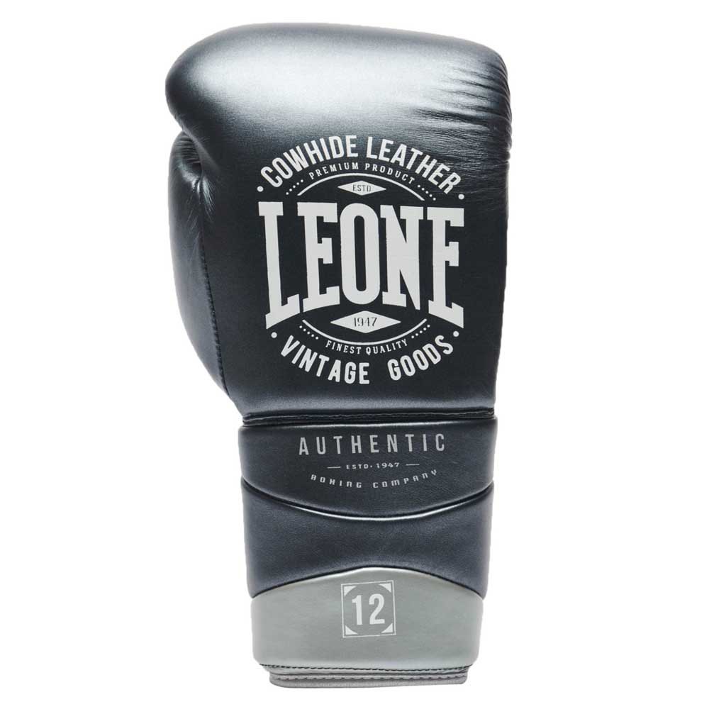 leone1947 authentic 2 leather boxing gloves gris 16 oz