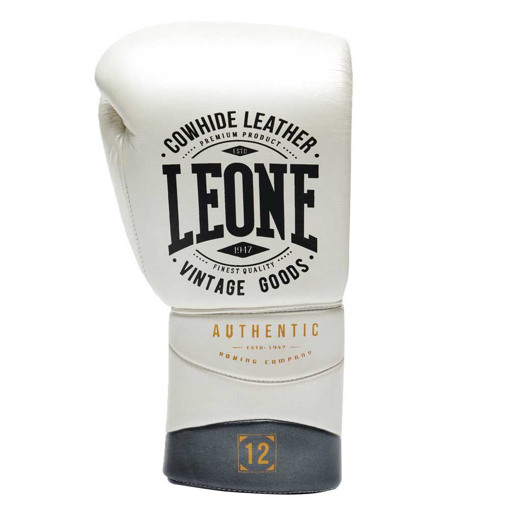 leone1947 authentic 2 artificial leather boxing gloves blanc 10 oz