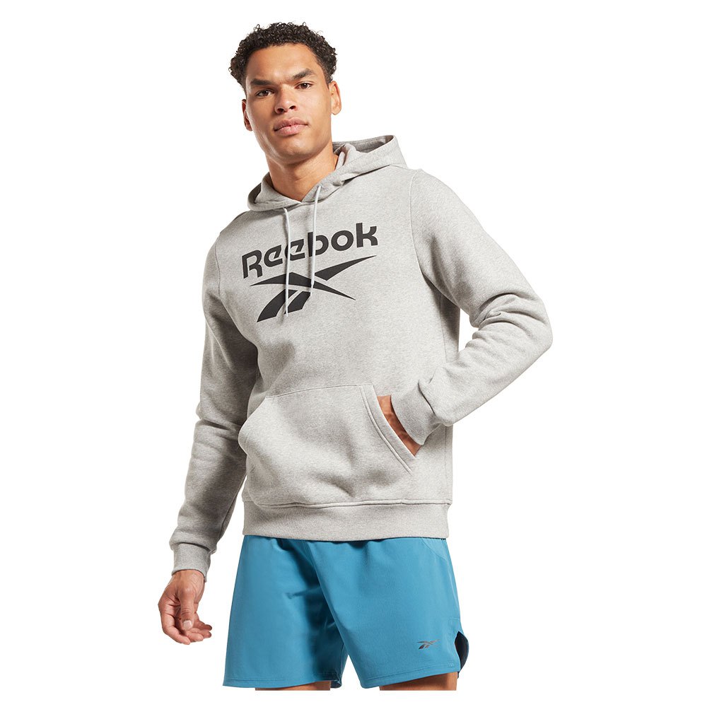 reebok identity fleece stacked logo pullover sweatshirt gris l homme