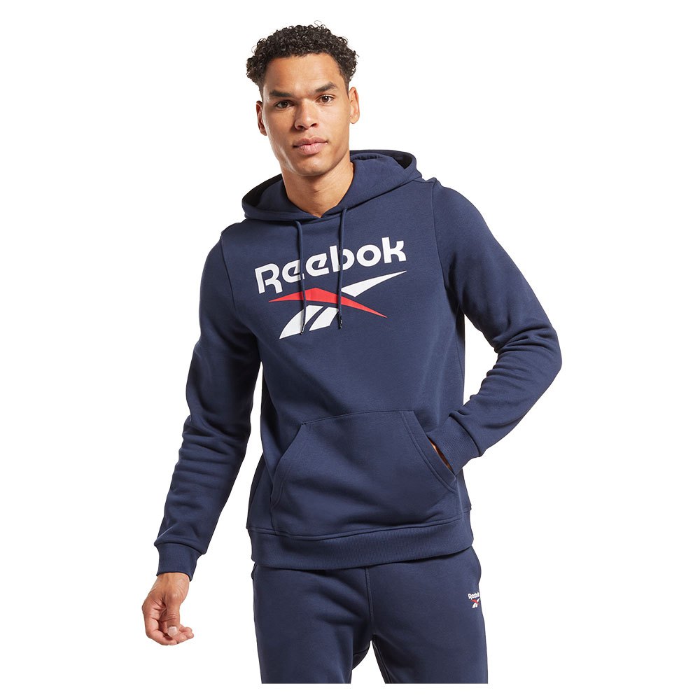 reebok identity fleece stacked logo pullover sweatshirt bleu s homme
