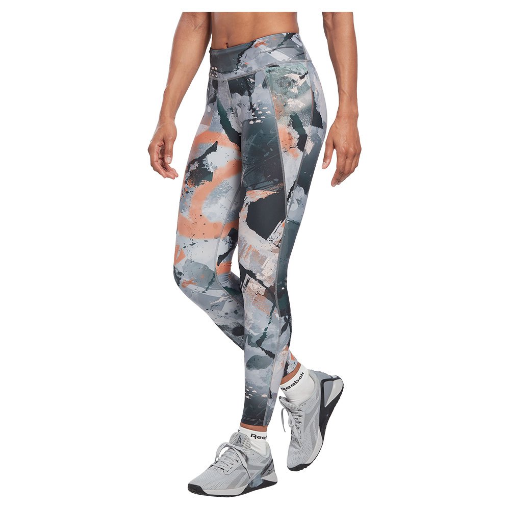 reebok lux allover print bold leggings gris s / regular femme