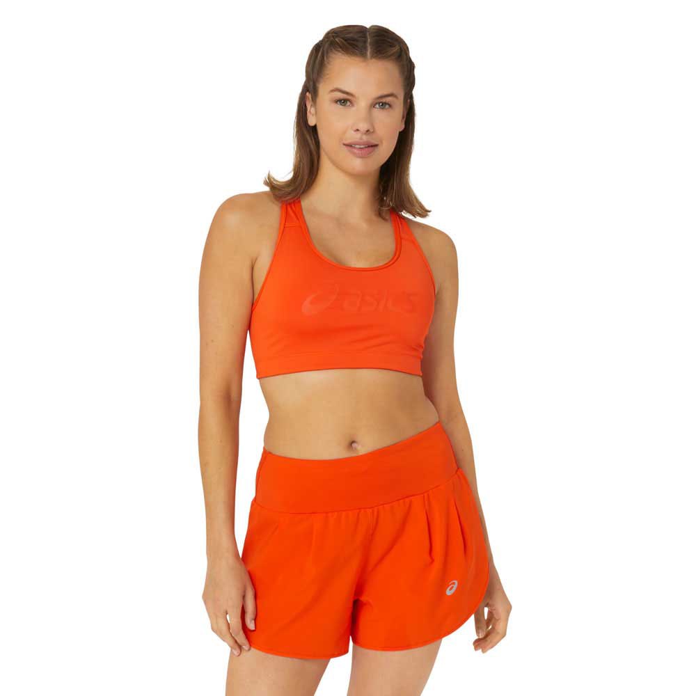 asics core logo sports top medium support orange xs femme