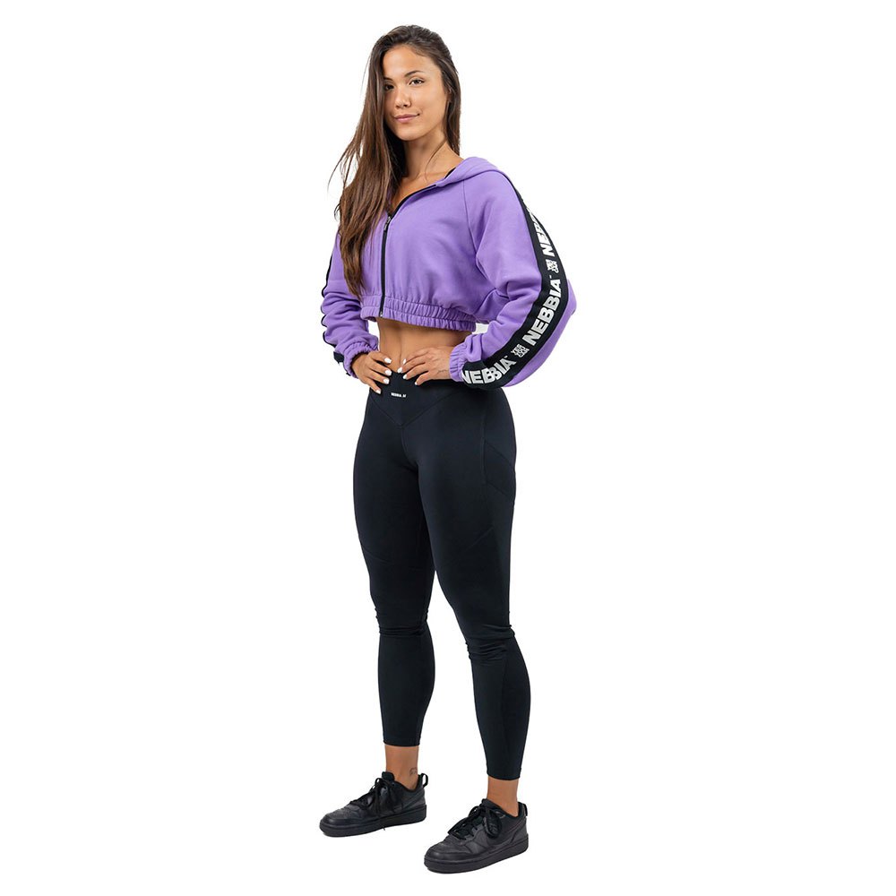 nebbia cropped iconic full zip sweatshirt violet xs femme