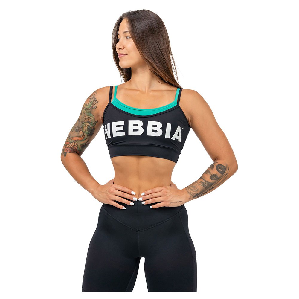 nebbia double layer flex sports top low support noir xs femme