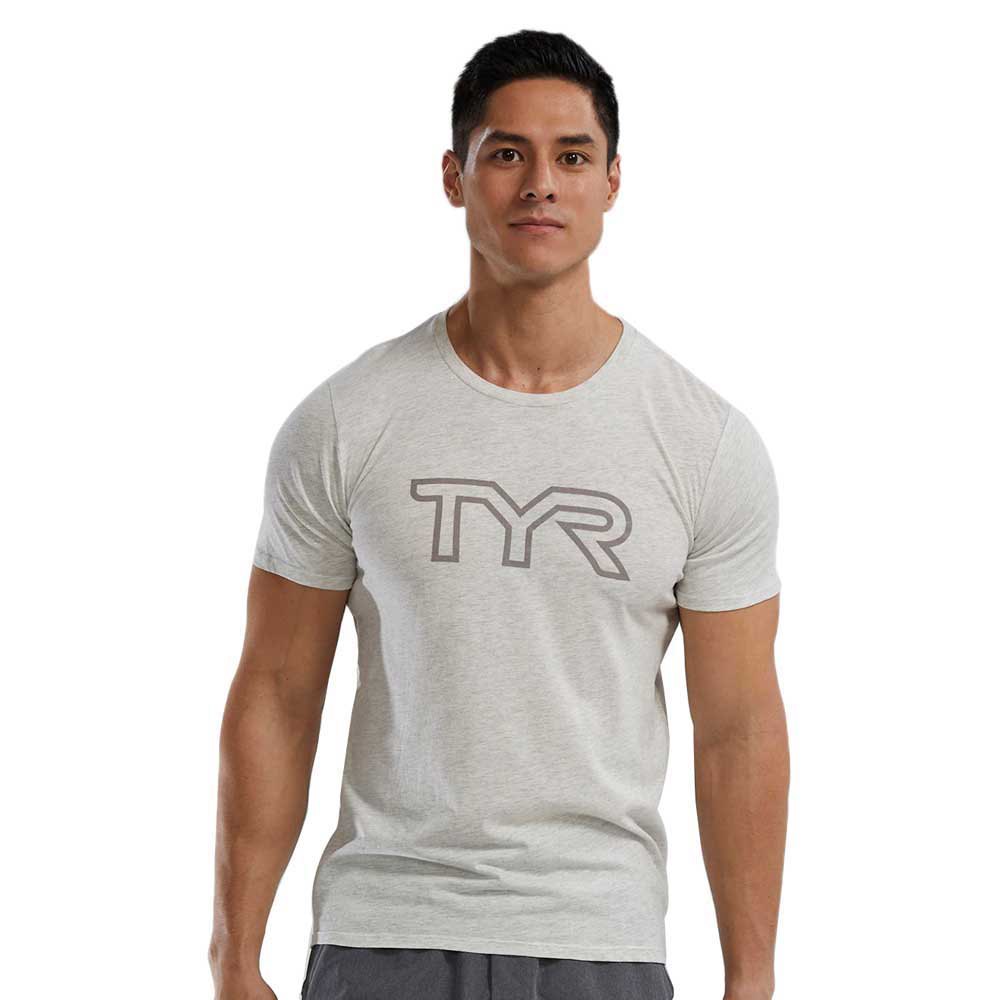 tyr ultrasoft lightweight tri blend tech big logo short sleeve t-shirt gris xs homme