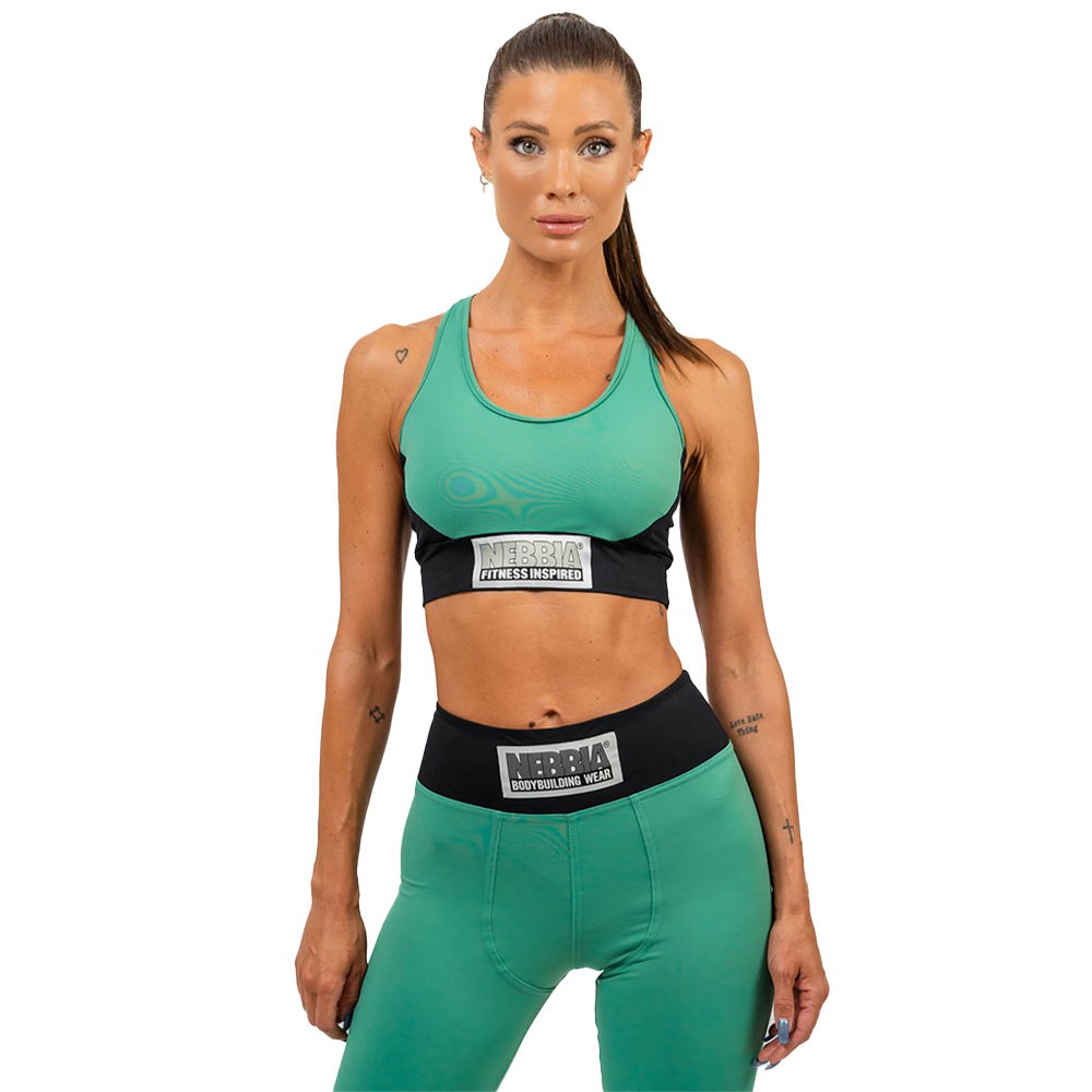 nebbia padded signature sports top high support vert m femme