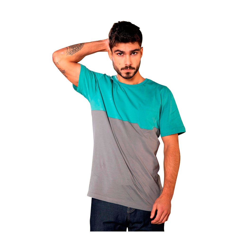 snap climbing two-colored pocket short sleeve t-shirt vert,gris m homme