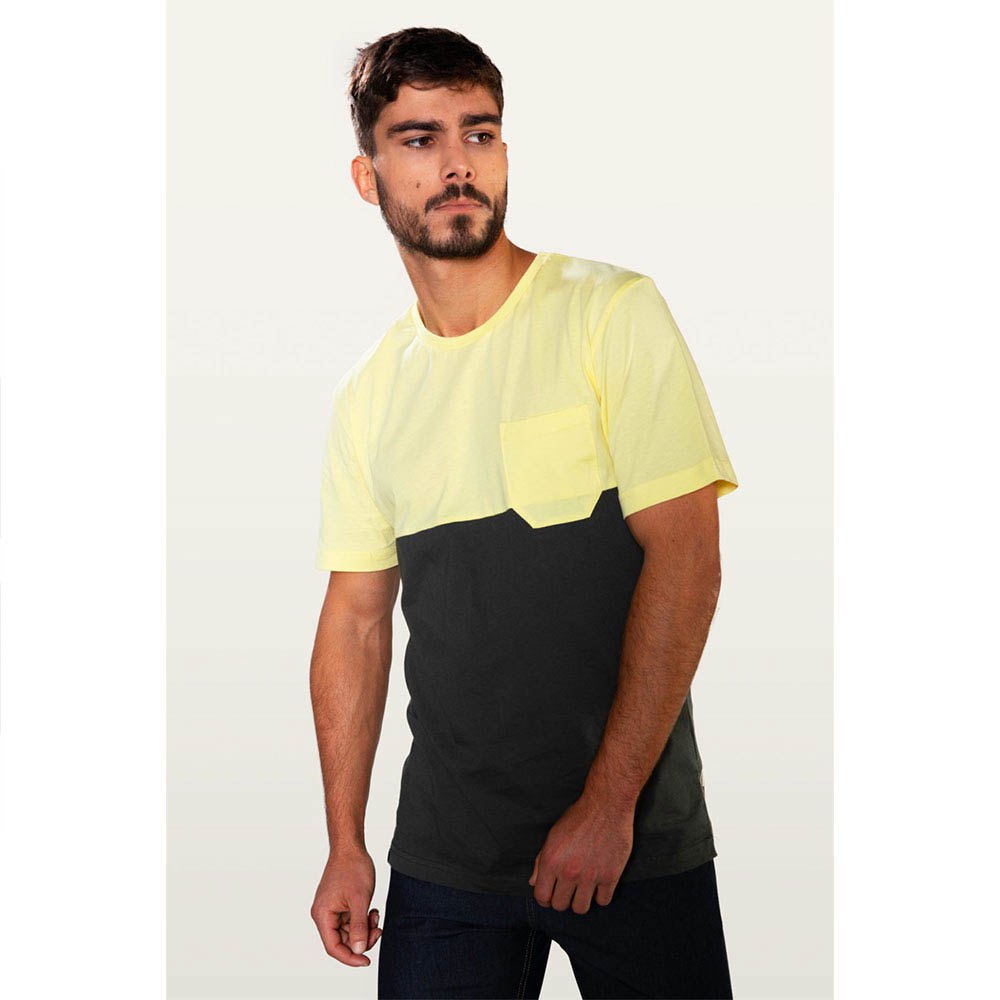 snap climbing two-colored pocket short sleeve t-shirt jaune m homme