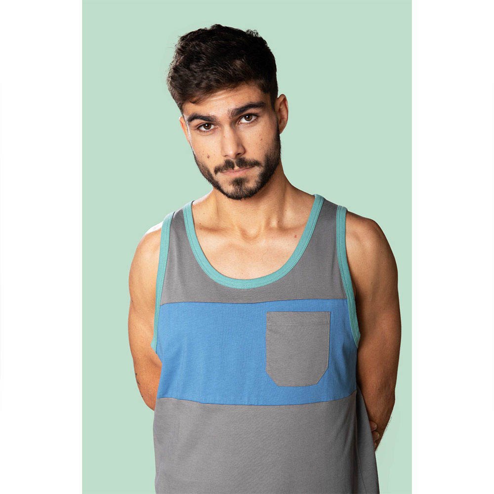snap climbing two-colored pocket sleeveless t-shirt gris xl homme