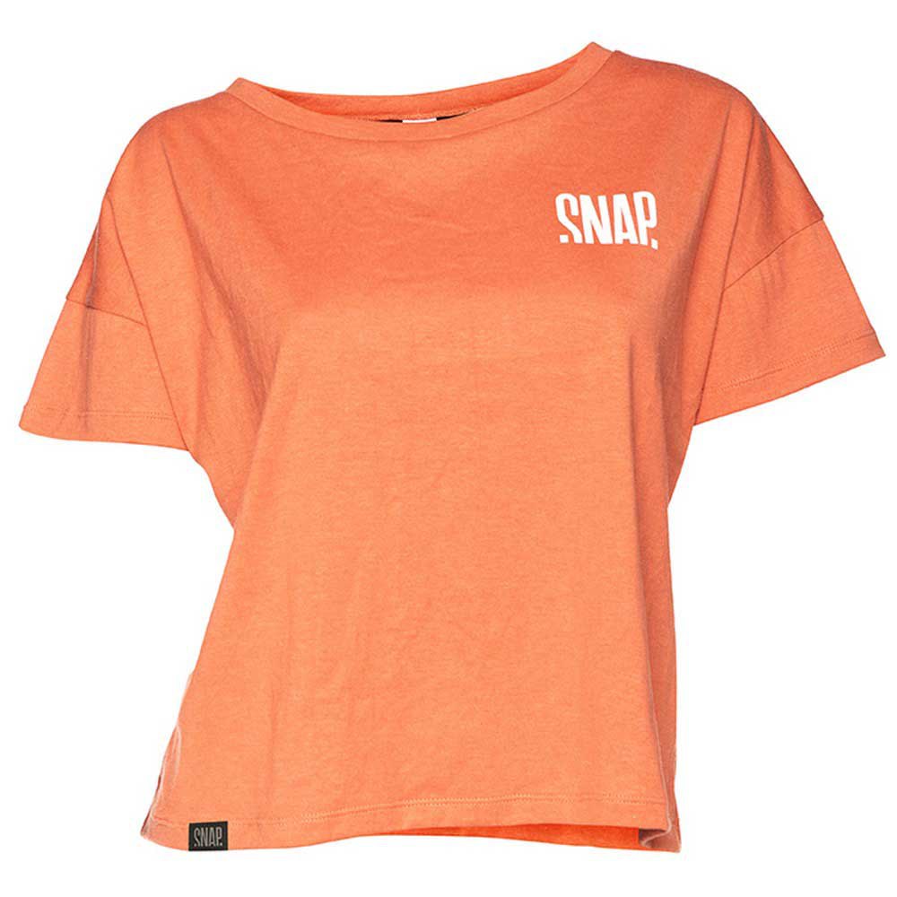 snap climbing crop hemp short sleeve t-shirt orange l femme