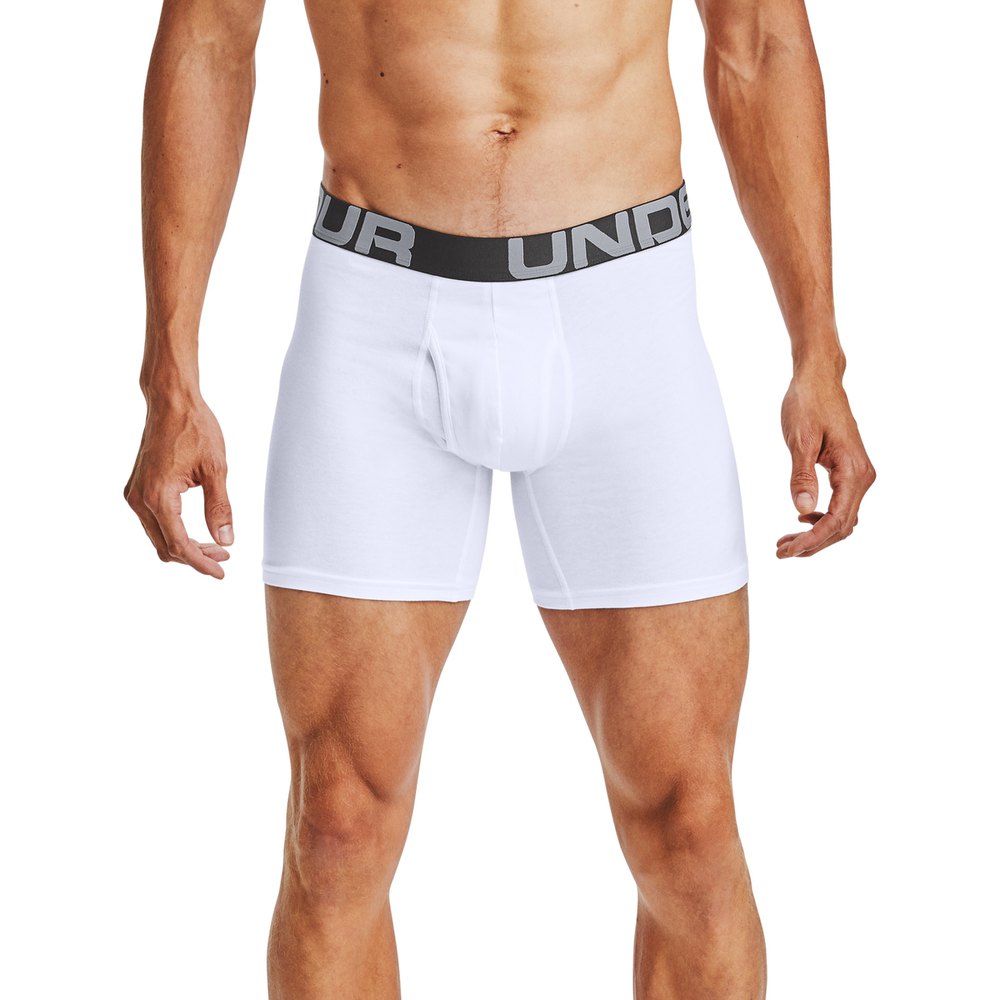 under armour charged cotton 6´´ boxer 3 units blanc xl homme