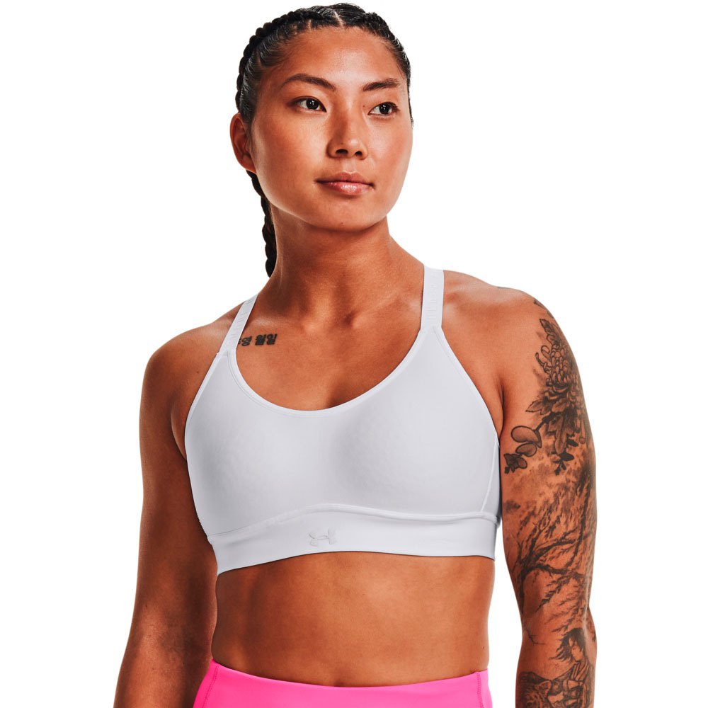 under armour infinity covered top medium support blanc l femme