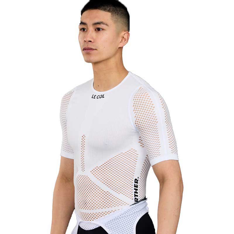 le col pro mesh short sleeve base layer blanc xs homme