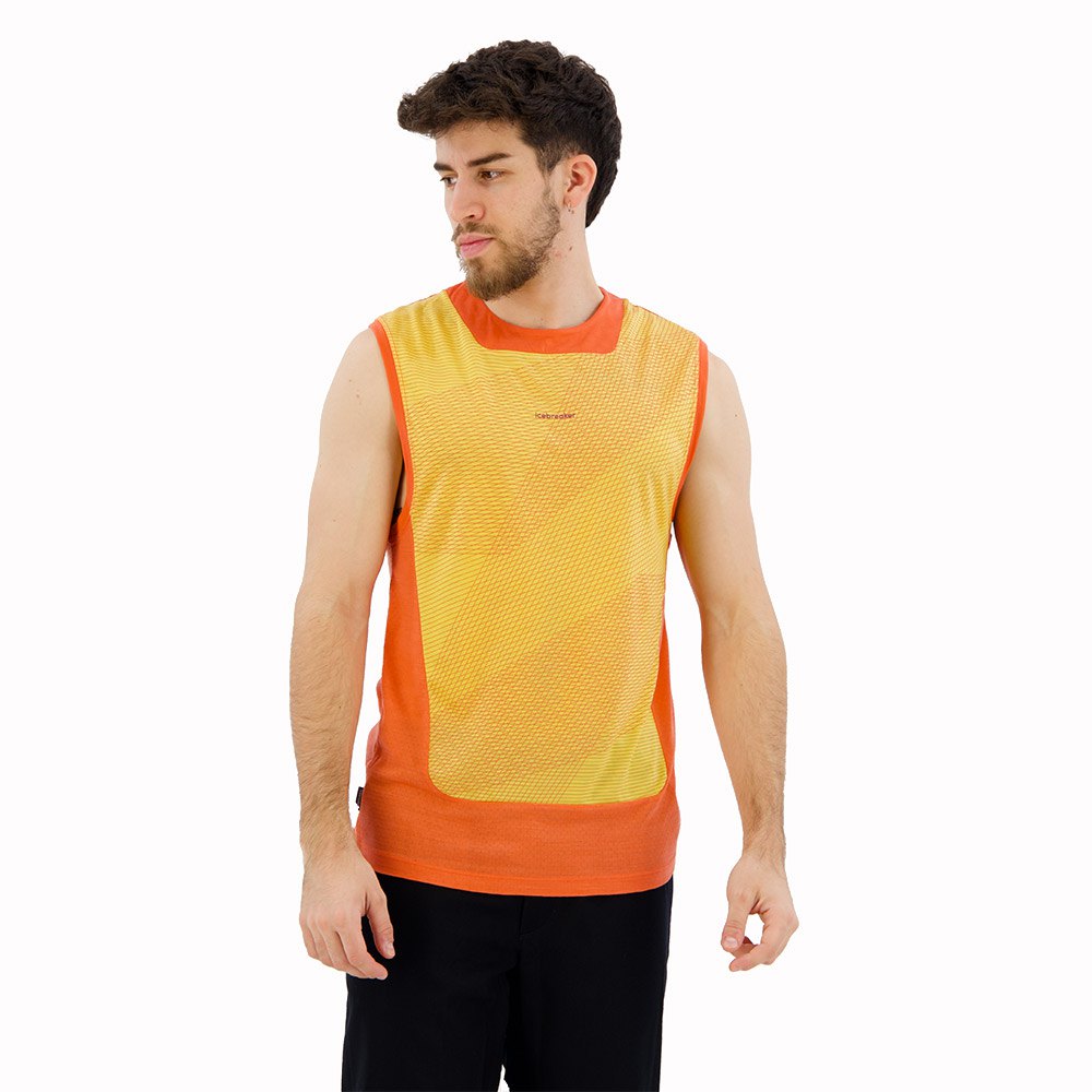 icebreaker zoneknit™ geodetic sleeveless t-shirt orange m homme
