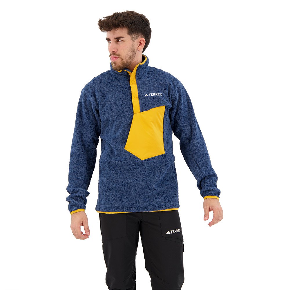 adidas organiser xploric high-pile-fleece pullover full zip fleece bleu s homme