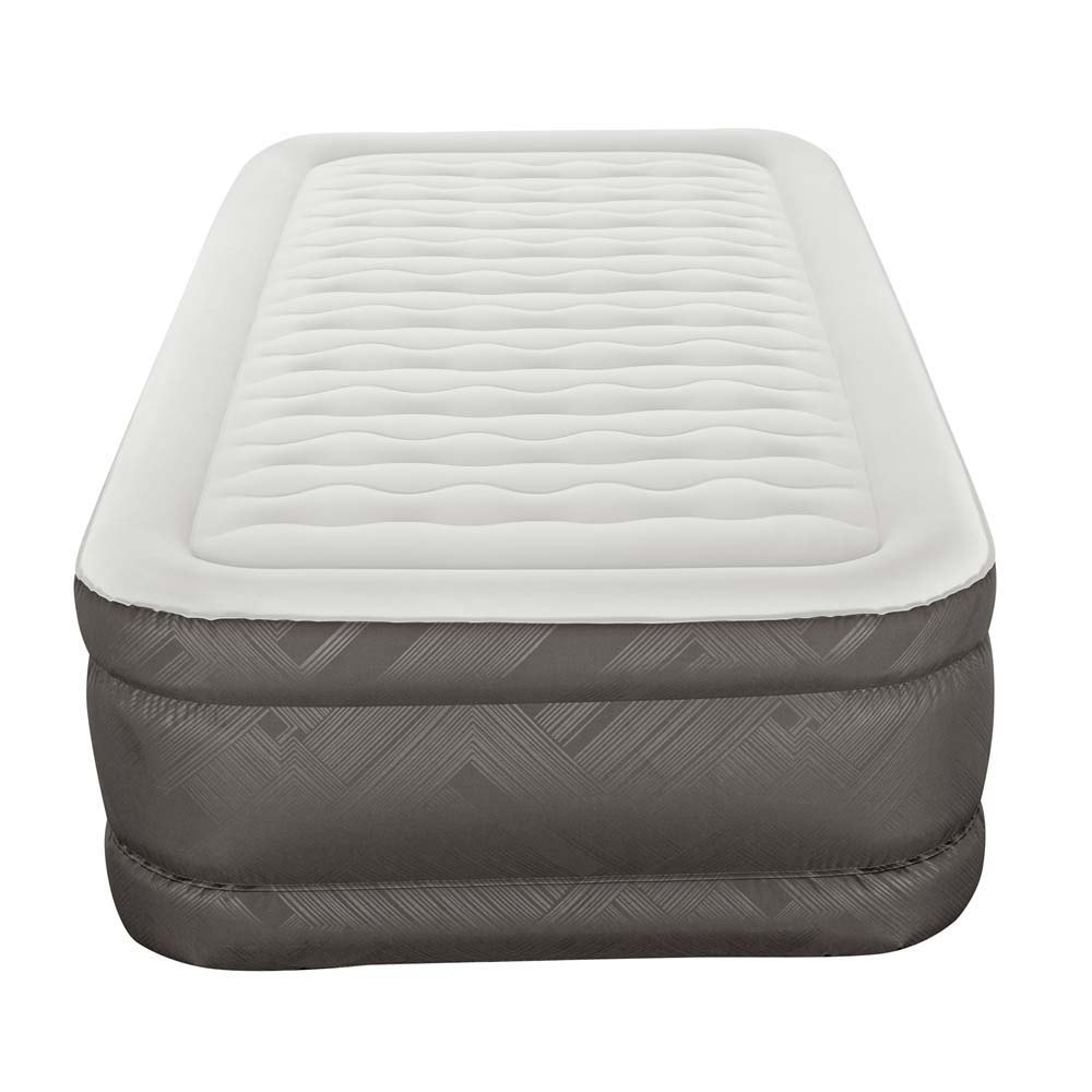 bestway fortech tough guard twin wave-beam reinforced built-in pump single air bed clair 191x97x46cm