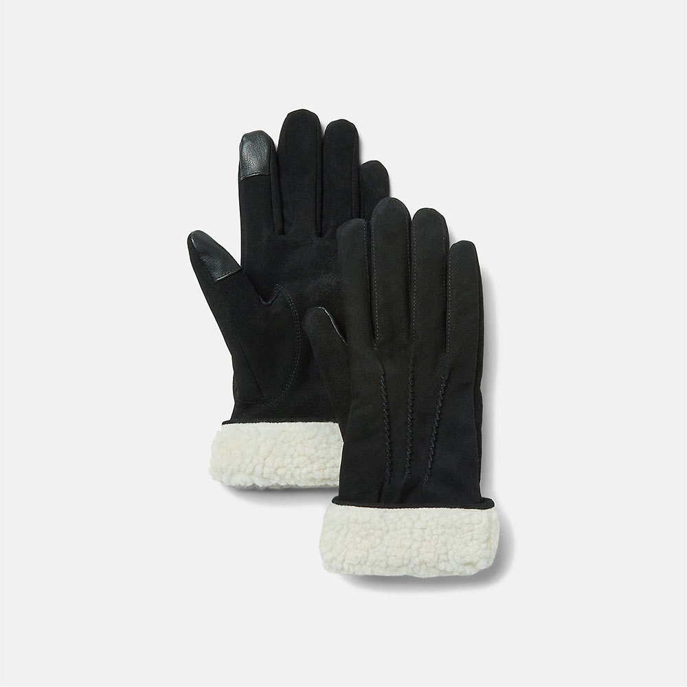 timberland leather sherpa gloves noir m femme