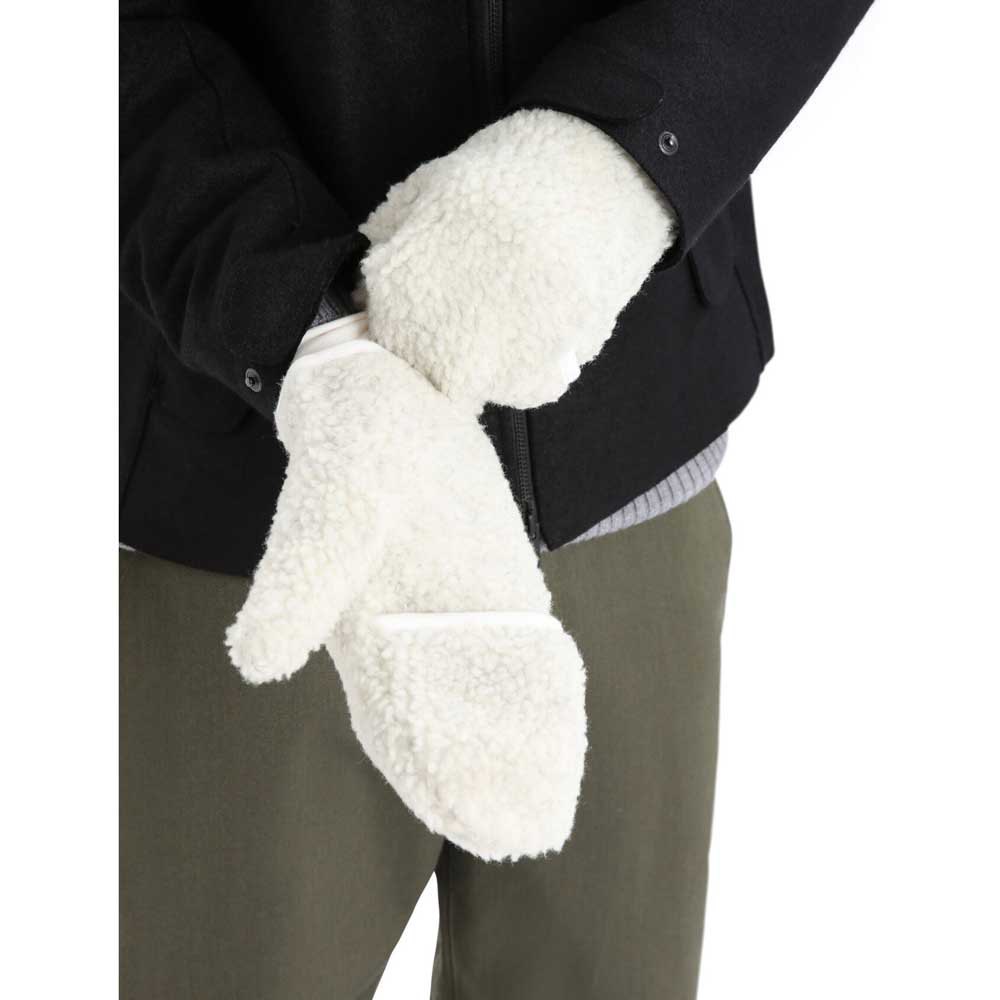 icebreaker icl real fleece sherpa merino mittens beige m homme