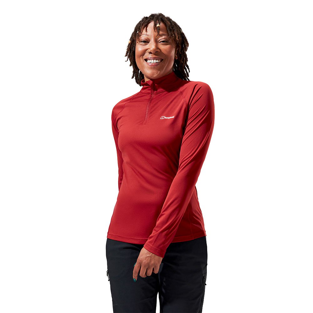 berghaus trailblaze tech half zip long sleeve t-shirt rouge 14 femme