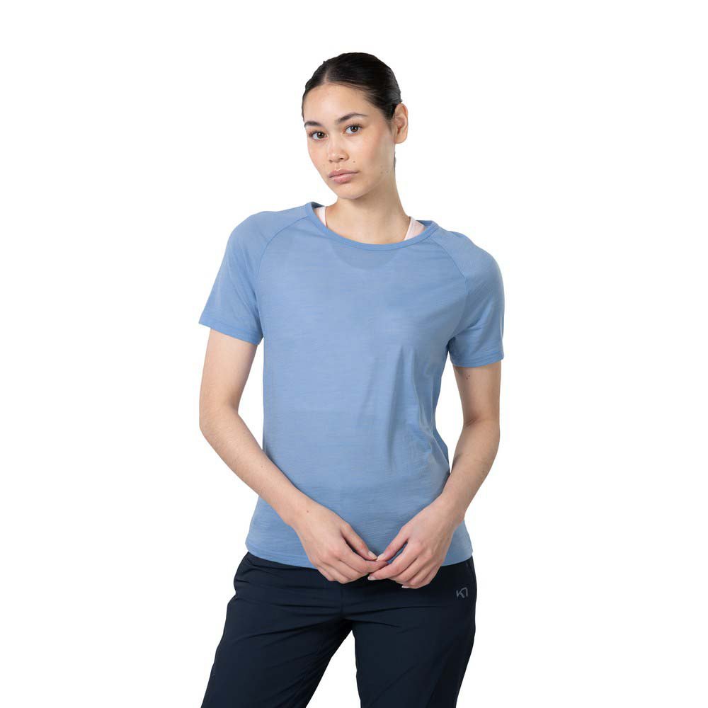 kari traa sanne wool short sleeve t-shirt bleu s femme