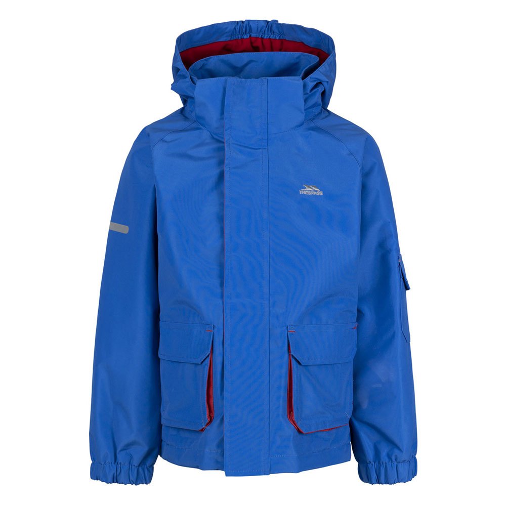 trespass desic full zip rain jacket bleu 7-8 years garçon