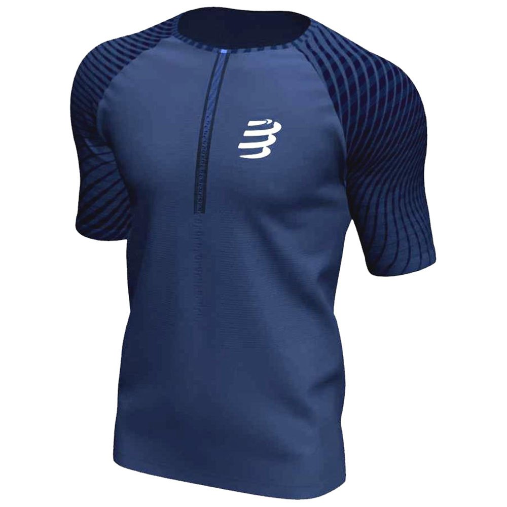 compressport trail fitted short sleeve t-shirt bleu s homme