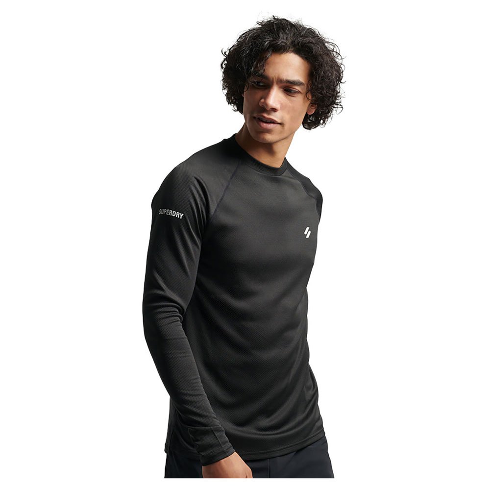 superdry train mock neck top long sleeve t-shirt noir 2xl homme