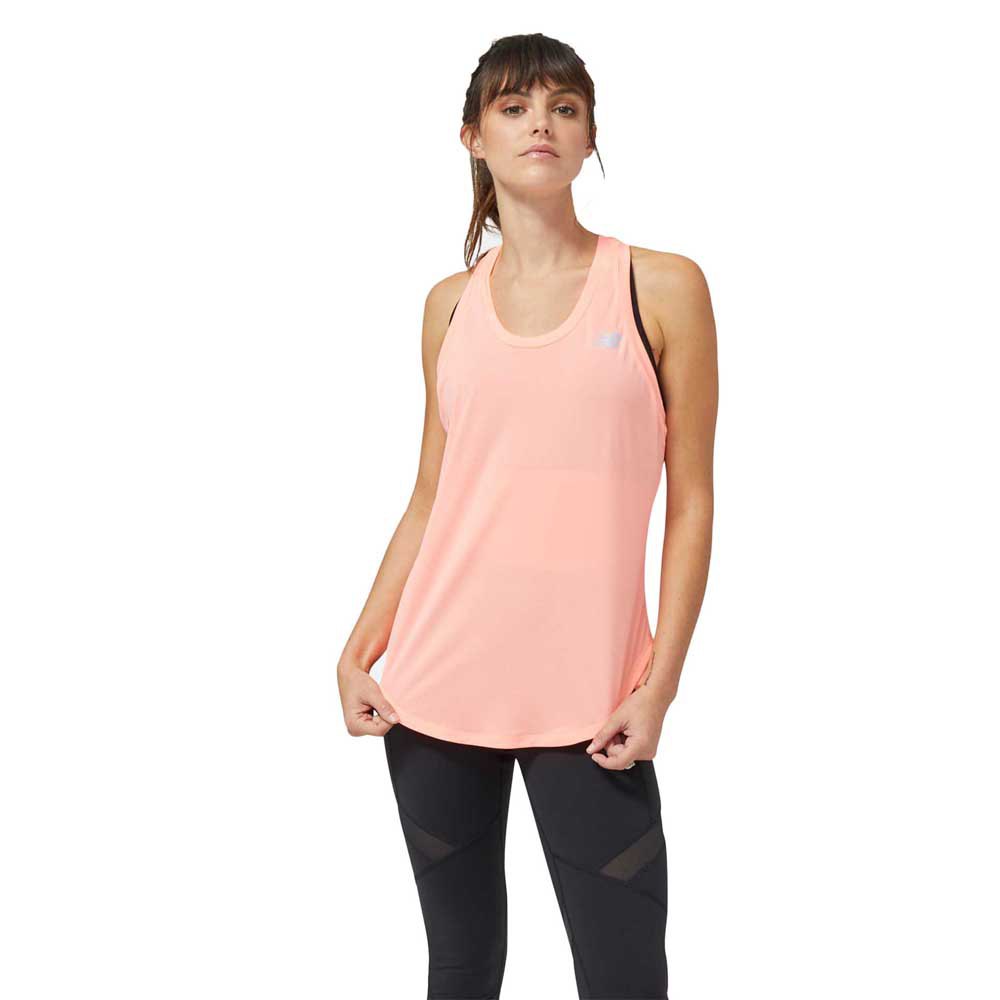 new balance accelerate sleeveless t-shirt orange xs femme