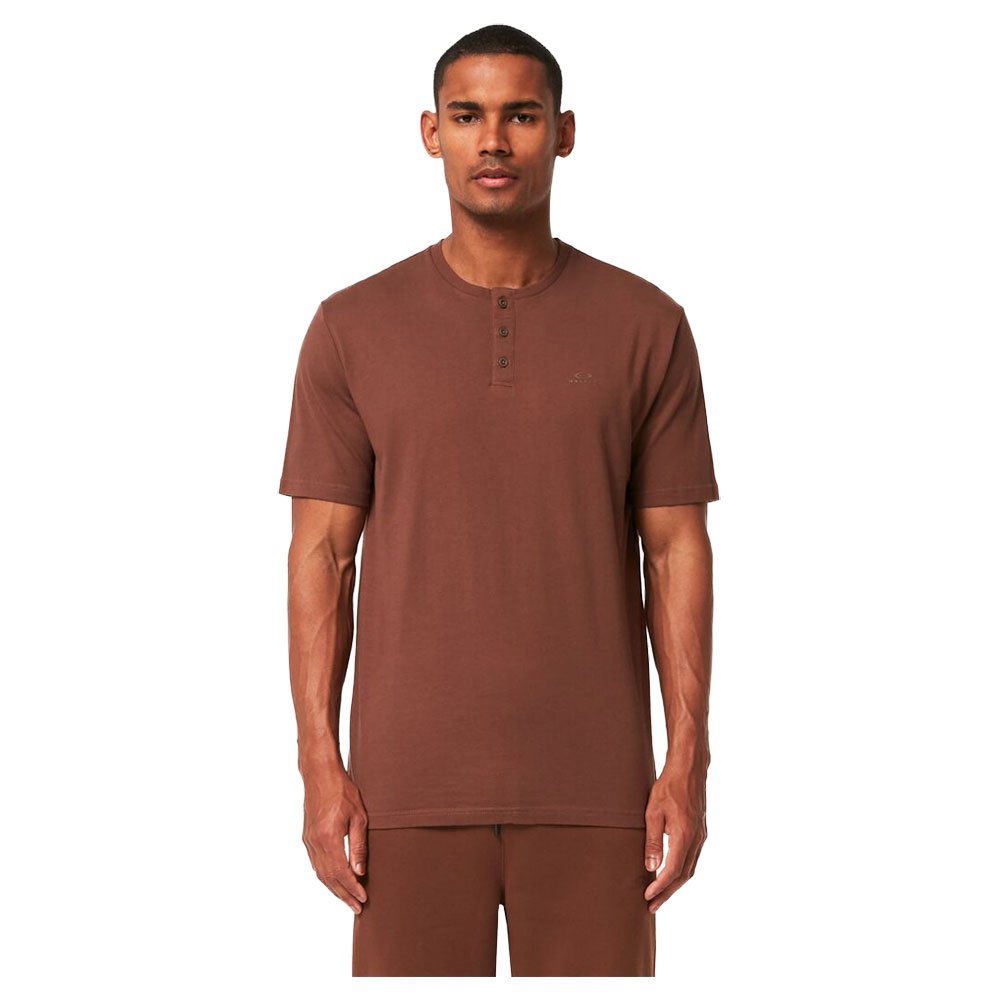 oakley apparel relax henley short sleeve t-shirt marron s homme