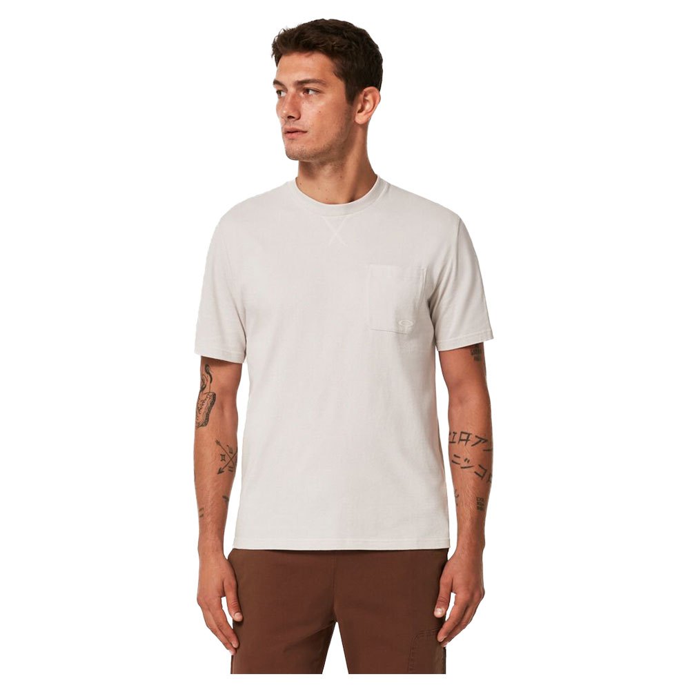 oakley apparel relax pocket ellipse short sleeve t-shirt beige m homme