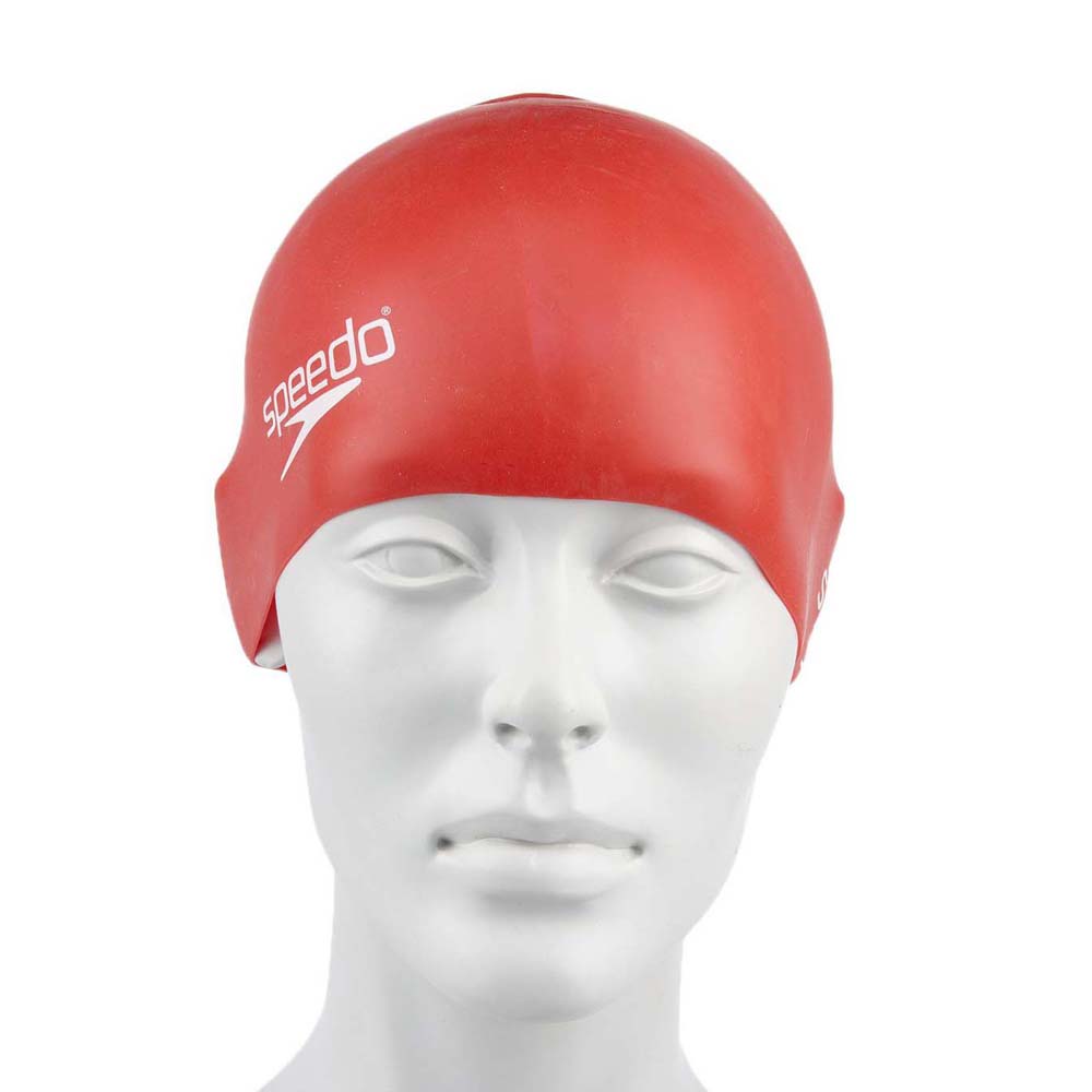 speedo plain moulded junior swimming cap rouge