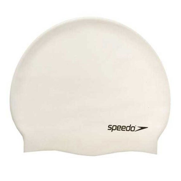 speedo plain flat silicone swimming cap blanc