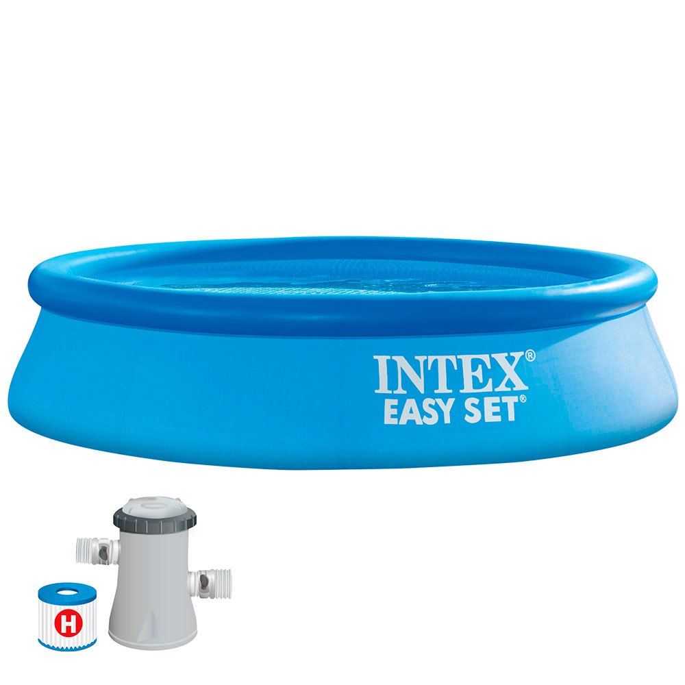 intex easy set with filter cartridge pump 244x61 cm pool bleu 244 x 61 cm
