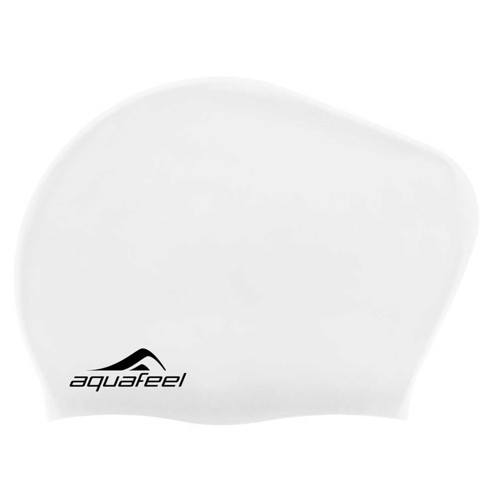 aquafeel long hair silicone swimming cap blanc