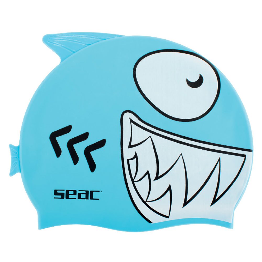 seacsub fancy shark silicone junior swimming cap bleu