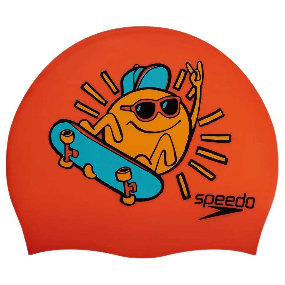 speedo printed junior swimming cap orange