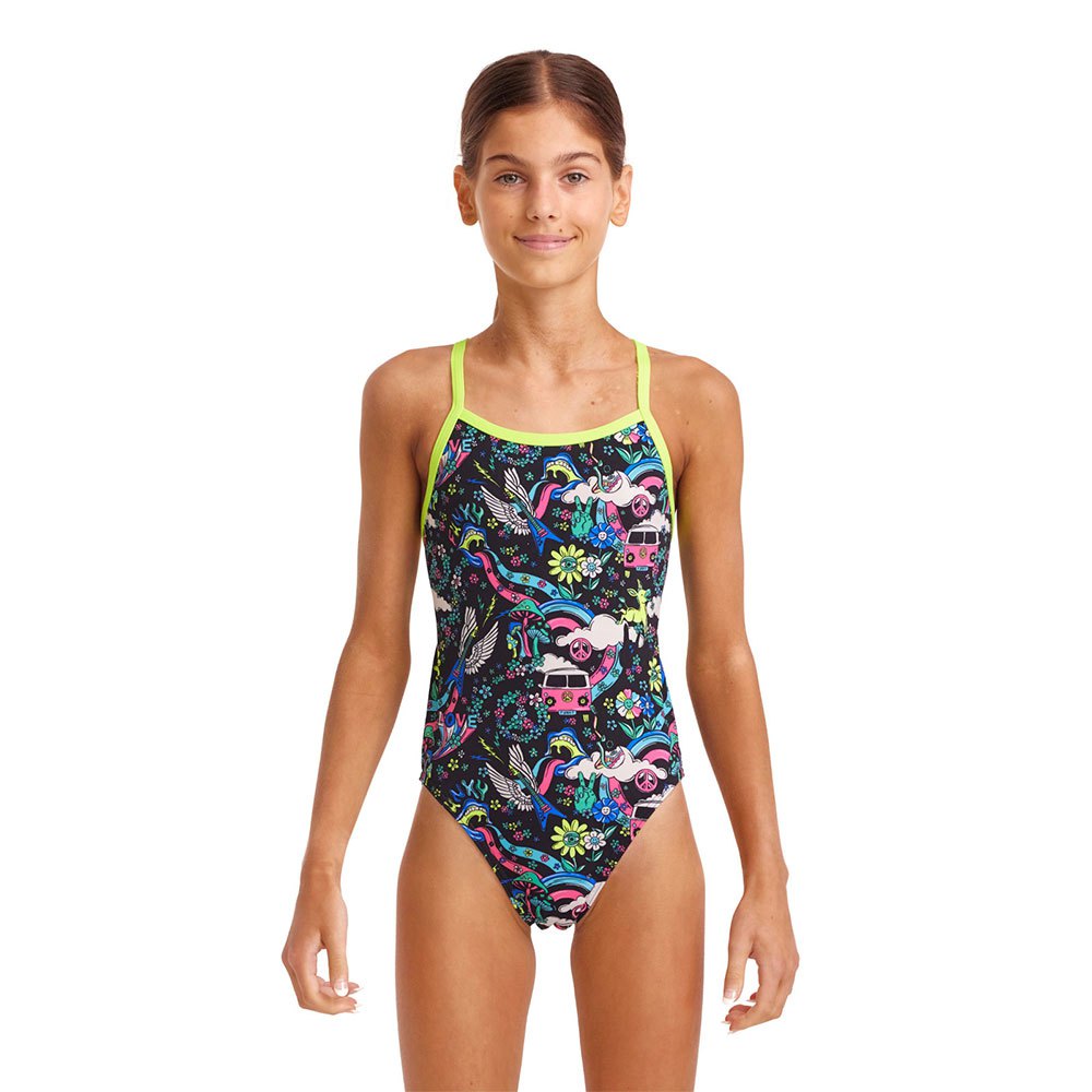 funkita single strap hippy dippy swimsuit multicolore 14 years fille