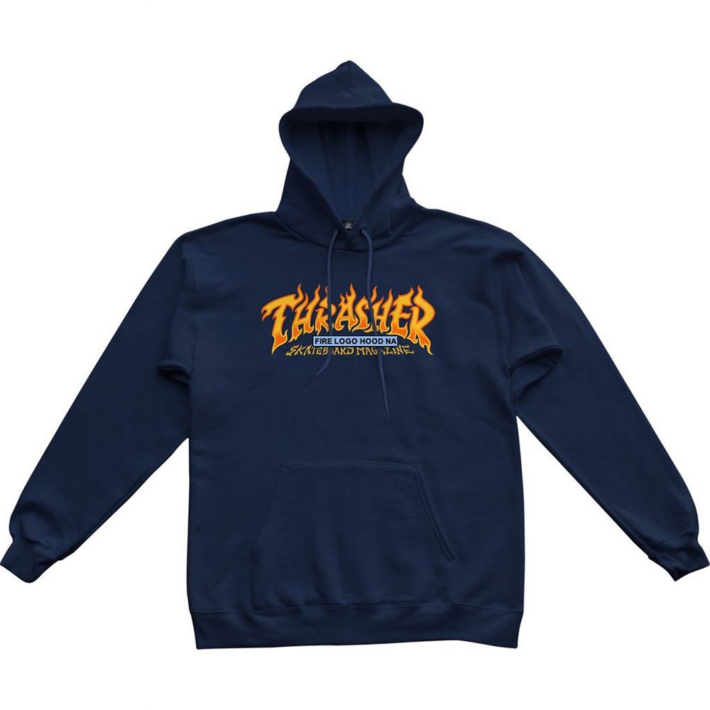 thrasher fire logo hoodie bleu s homme