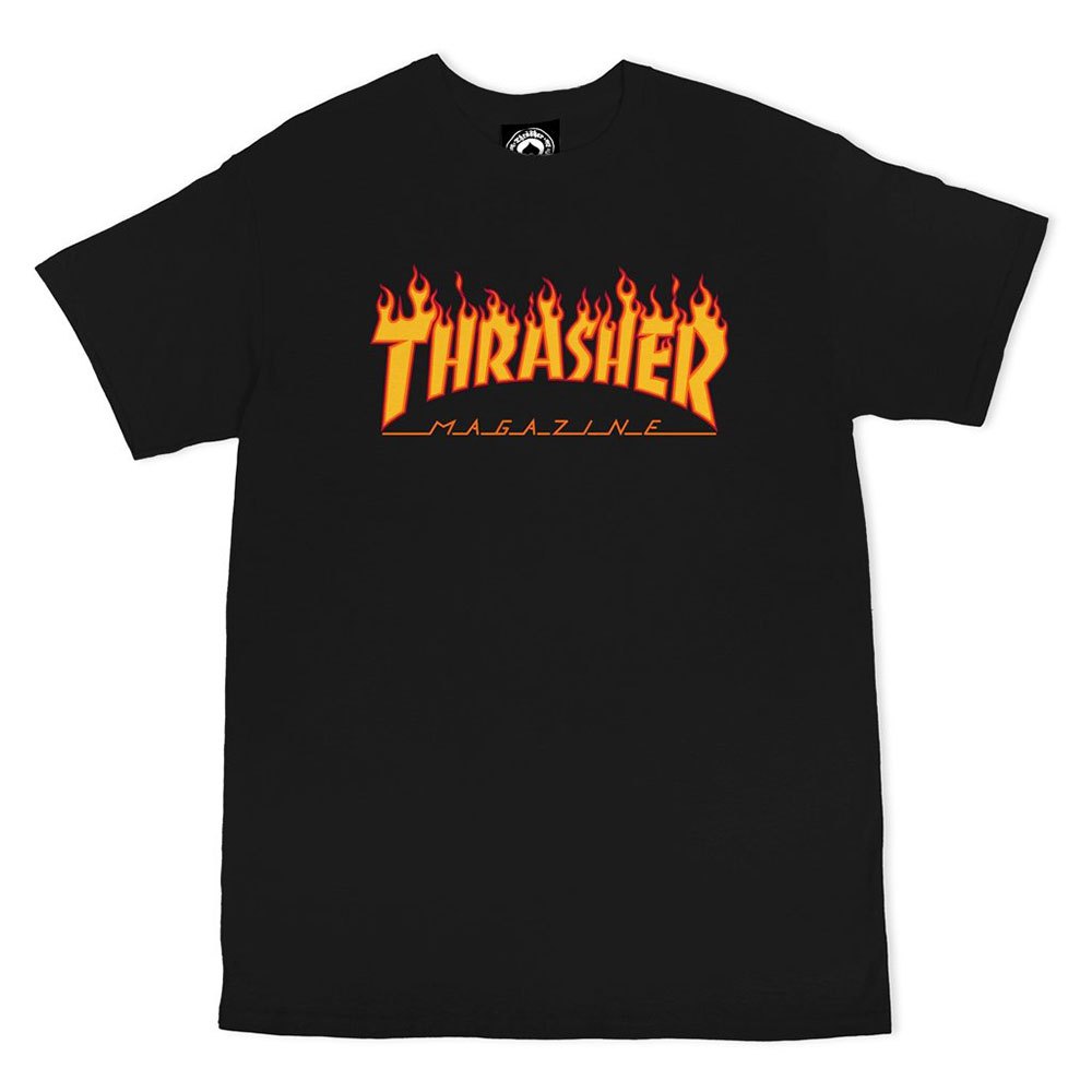 thrasher flame short sleeve t-shirt orange xl homme