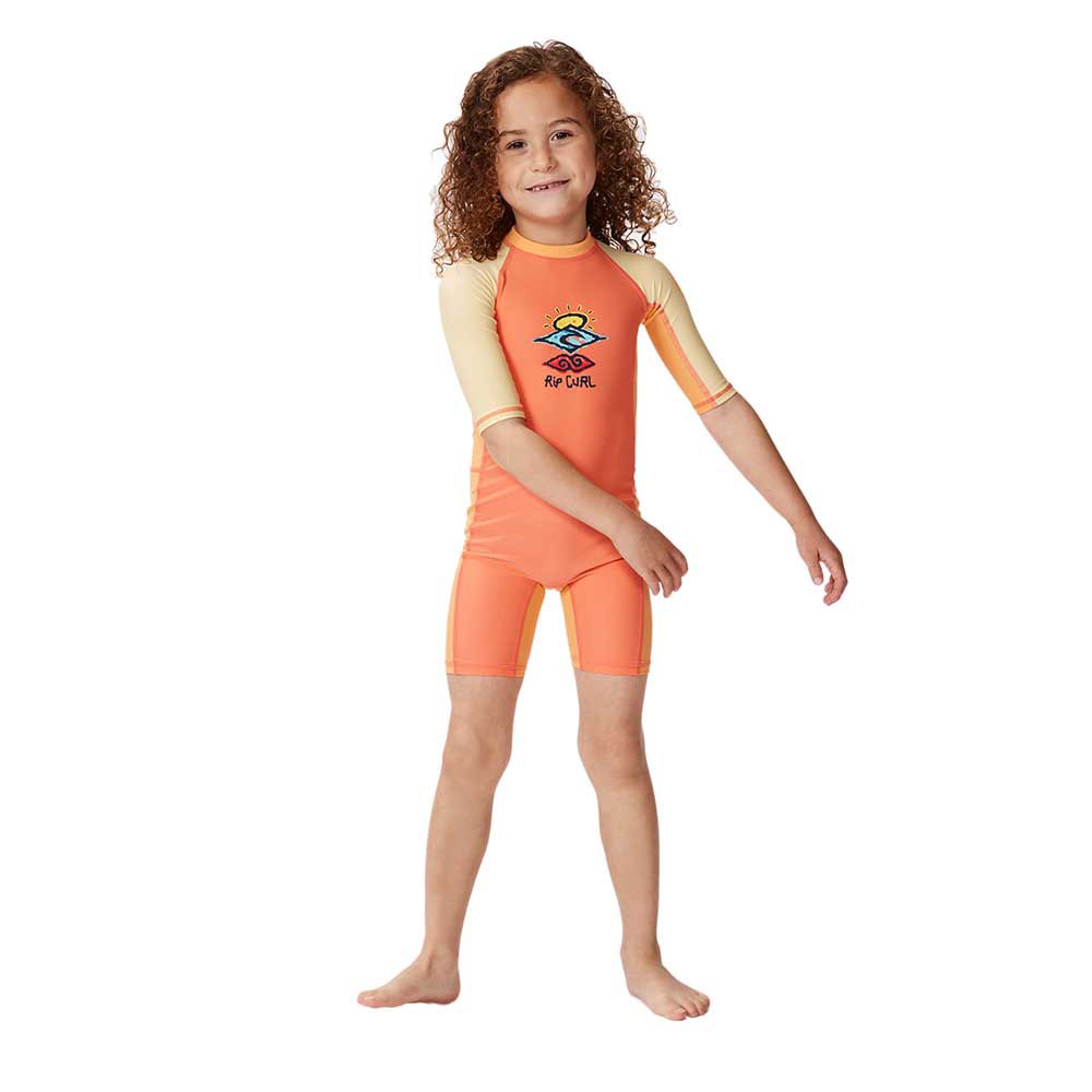 rip curl cosmic toddler back zip shorty orange 5-6 years