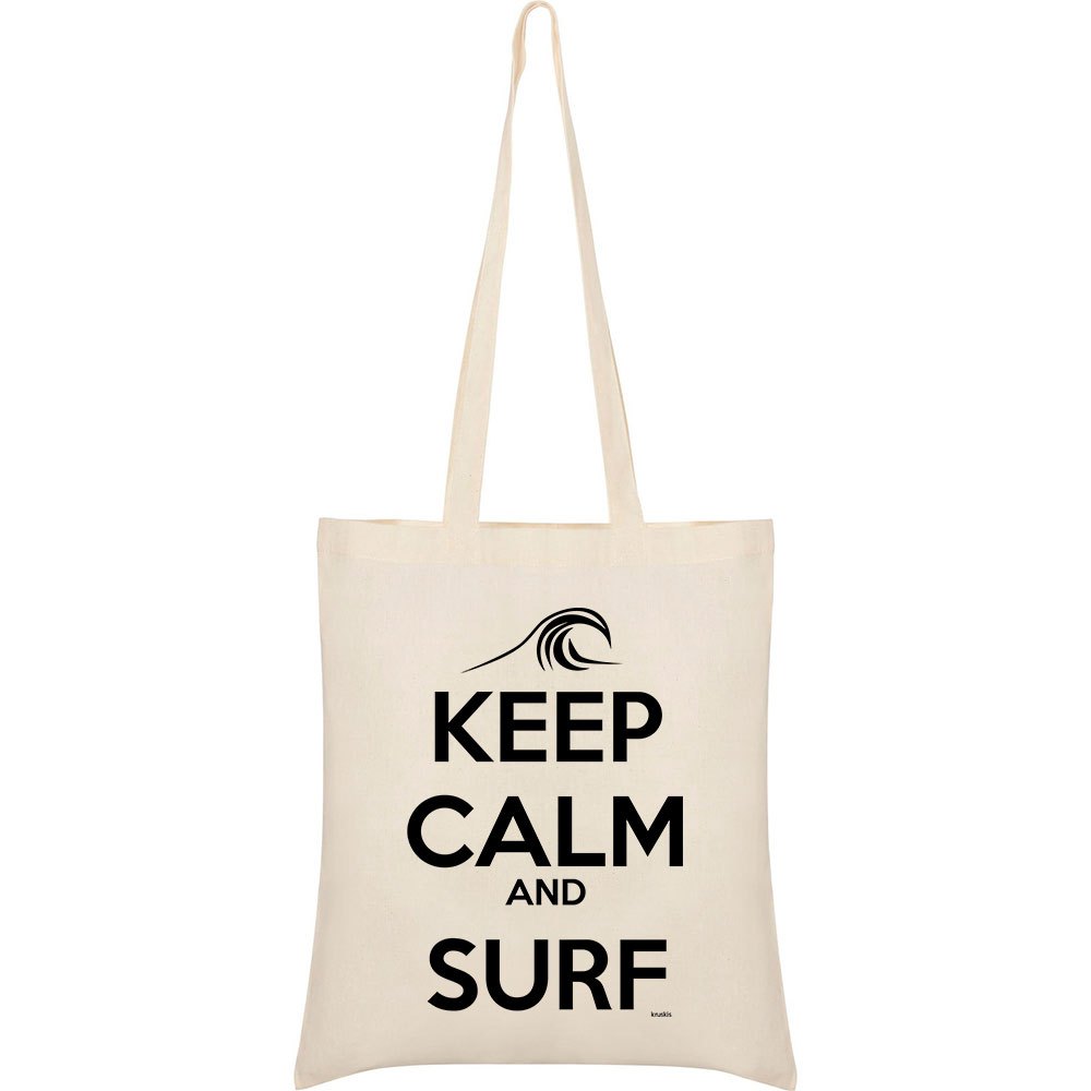 kruskis surf keep calm and surf tote bag beige