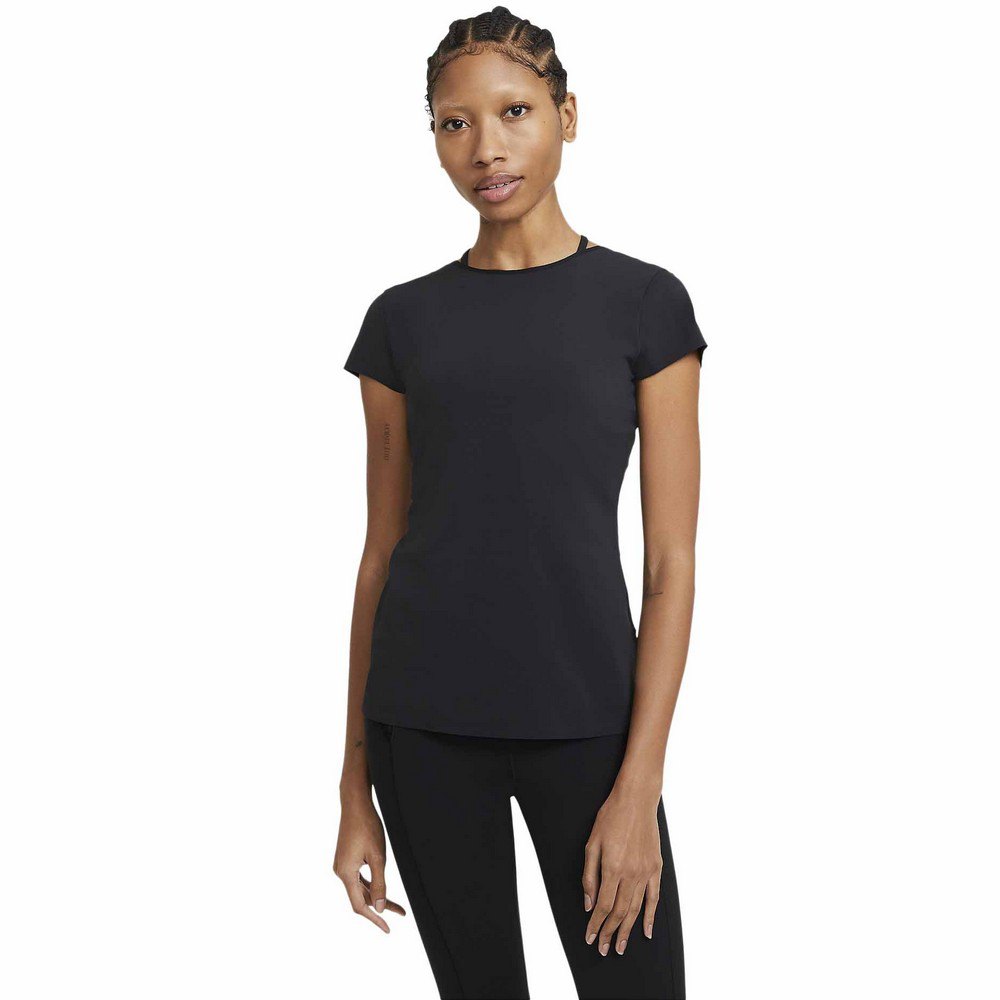 Nike Yoga Luxe Short Sleeve T-shirt Black M Woman