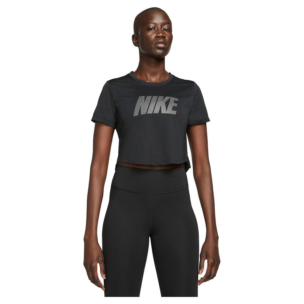 Nike Dri Fit One Standard Fit Graphic Short Sleeve T-shirt Black L Woman