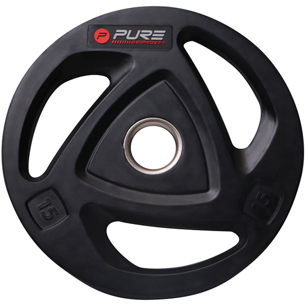 Pure2improve Rubber Coated Weight Plate 15kg Black 15 kg