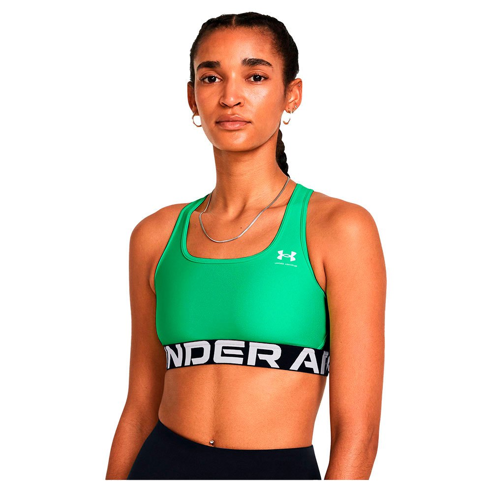Under Armour Heatgear Branded Sports Top Medium Support Green M Woman