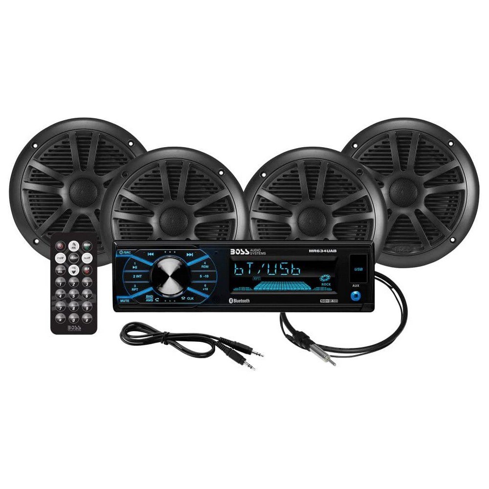 Boss Audio Bluetooth Weatherproof Marine Receiver Package With 4 6.5´´ Speakers Black